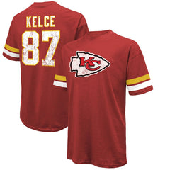 Travis Kelce Kansas City Chiefs Majestic Threads Name & Number Oversized Fit T-Shirt Red