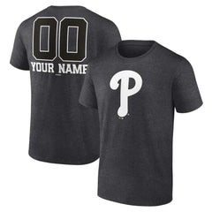Philadelphia Phillies Personalized Monochrome Name & Number T-Shirt - Charcoal - MLB Lifestyle
