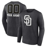 San Diego Padres Personalized Monochrome Name & Number Long Sleeve T-Shirt - Charcoal - MLB Sale