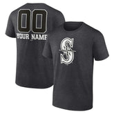 Seattle Mariners Personalized Monochrome Name & Number T-Shirt - Charcoal - MLB Discount