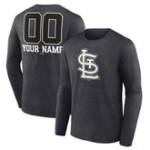 St. Louis Cardinals Personalized Monochrome Name & Number Long Sleeve T-Shirt - Charcoal - MLB on Sale
