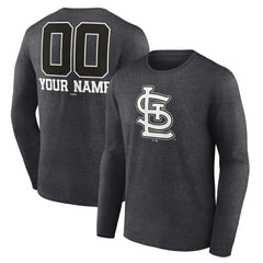 St. Louis Cardinals Personalized Monochrome Name & Number Long Sleeve T-Shirt - Charcoal - MLB on Sale