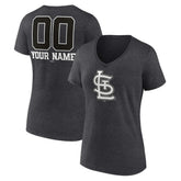 St. Louis Cardinals Women's Personalized Monochrome Name & Number V-Neck T-Shirt - Charcoal - MLB on Sale