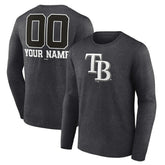 Tampa Bay Rays Personalized Monochrome Name & Number Long Sleeve T-Shirt - Charcoal - MLB Lifestyle
