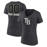 Tampa Bay Rays Women's Personalized Monochrome Name & Number V-Neck T-Shirt - Charcoal - MLB Online