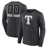 Texas Rangers Personalized Monochrome Name & Number Long Sleeve T-Shirt - Charcoal - MLB Sale
