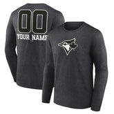 Toronto Blue Jays Personalized Monochrome Name & Number Long Sleeve T-Shirt - Charcoal - MLB on Sale