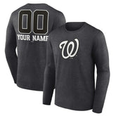 Washington Nationals Personalized Monochrome Name & Number Long Sleeve T-Shirt - Charcoal - MLB Sale
