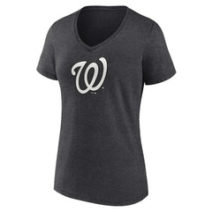 Washington Nationals Women's Personalized Monochrome Name & Number V-Neck T-Shirt - Charcoal - MLB Sale