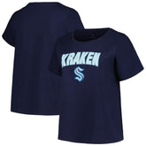 Seattle Kraken Profile Women's Plus Size Arch Over Logo T-Shirt - Deep Sea Blue - NHL 200745690