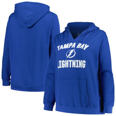 Tampa Bay Lightning Profile Women's Plus Size Arch Over Logo Pullover Hoodie - Blue - NHL 200745695
