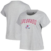 Colorado Avalanche Profile Women's Plus Size Arch Over Logo T-Shirt - Heather Gray - NHL 200745699
