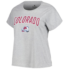 Colorado Avalanche Profile Women's Plus Size Arch Over Logo T-Shirt - Heather Gray - NHL 200745699