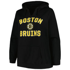 Boston Bruins Profile Women's Plus Size Arch Over Logo Pullover Hoodie - Black - NHL 200745703