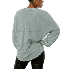 Minnesota Vikings Gameday Couture Women's Snow Wash Oversized Long Sleeve T-Shirt – Gray