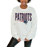 New England Patriots Gameday Couture Women's Just Go With It Oversized Long Sleeve Crewneck Sweatshirt – White