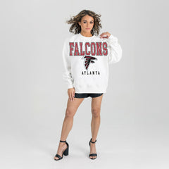 Atlanta Falcons Gameday Couture Women's Sunday Drives Oversized Crewneck Pullover Sweatshirt – White