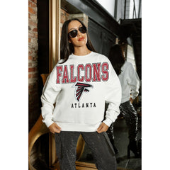 Atlanta Falcons Gameday Couture Women's Sunday Drives Oversized Crewneck Pullover Sweatshirt – White