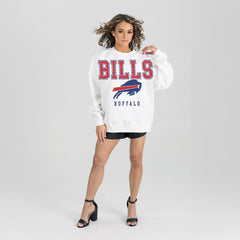 Buffalo Bills Gameday Couture Women's Sunday Drives Oversized Crewneck Pullover Sweatshirt – White