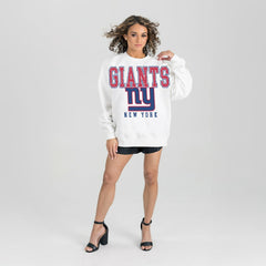 New York Giants Gameday Couture Women's Sunday Drives Oversized Crewneck Pullover Sweatshirt – White