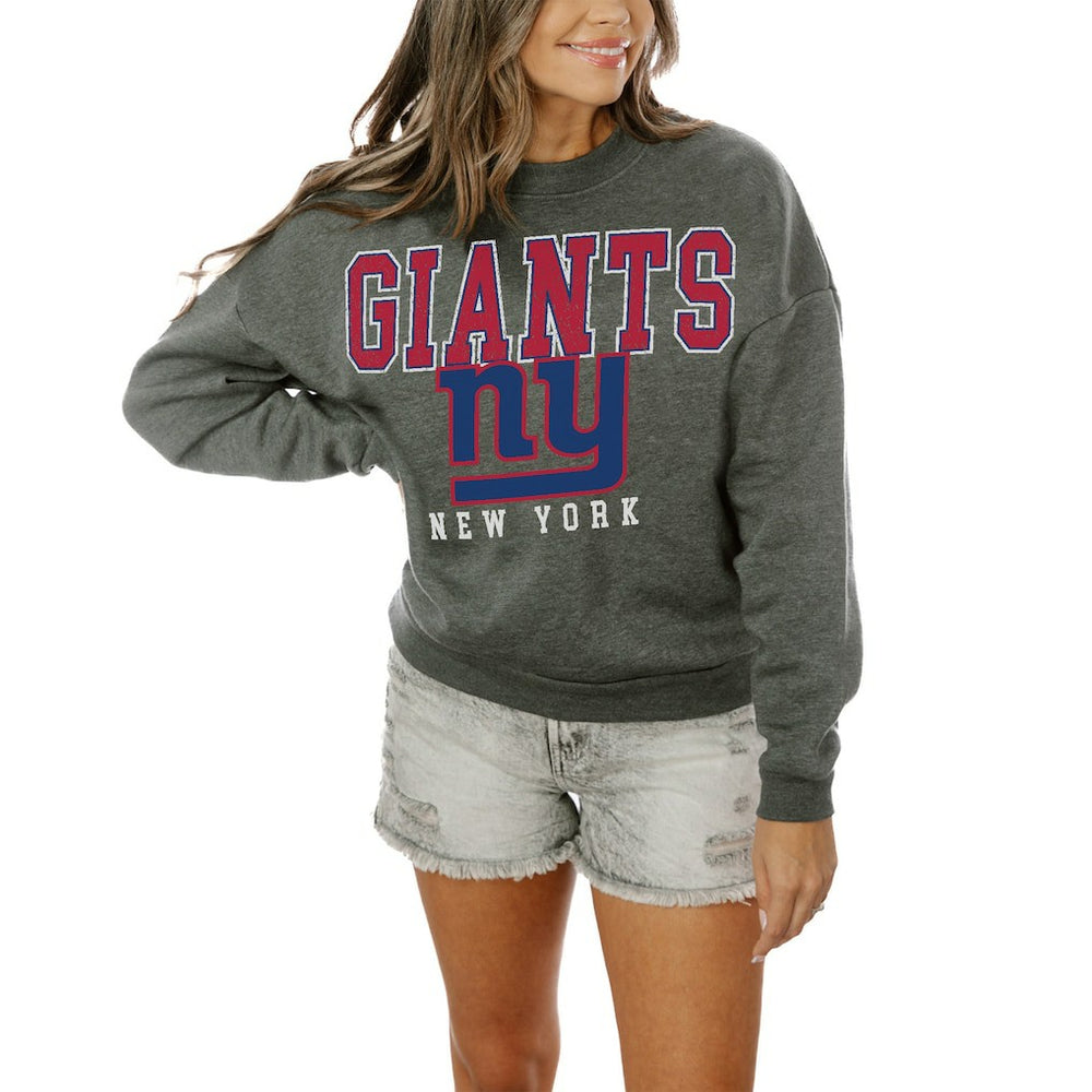 New York Giants Gameday Couture Women's Oversized Bring The Energy Pullover Sweatshirt – Charcoal