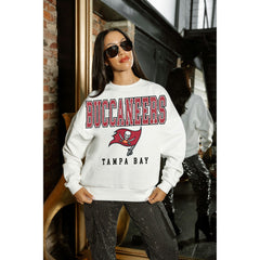Tampa Bay Buccaneers Gameday Couture Women's Sunday Drives Oversized Crewneck Pullover Sweatshirt – White