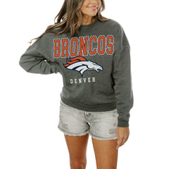 Denver Broncos Gameday Couture Women's Oversized Bring The Energy Pullover Sweatshirt – Charcoal