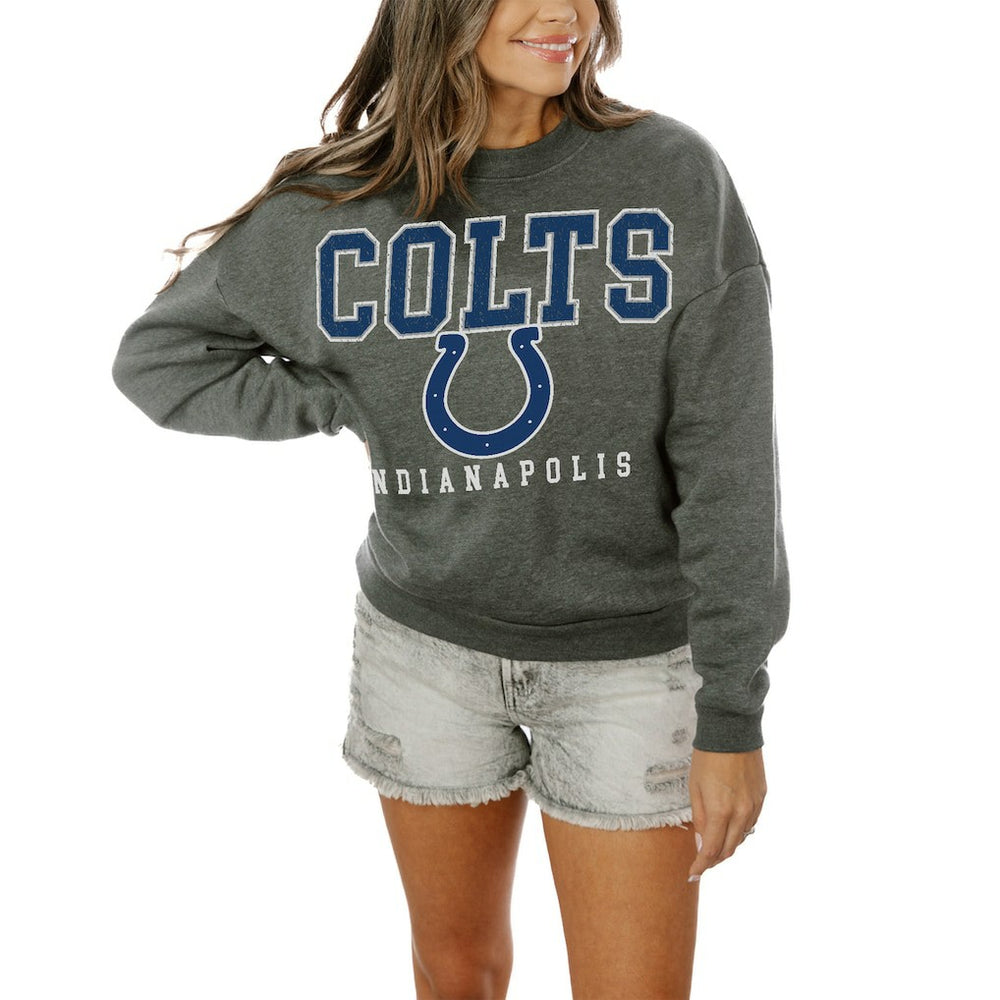 Indianapolis Colts Gameday Couture Women's Oversized Bring The Energy Pullover Sweatshirt – Charcoal