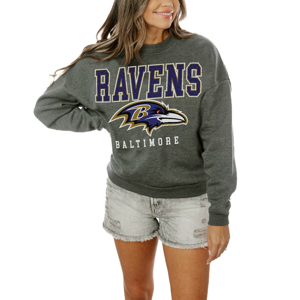 Baltimore Ravens Gameday Couture Women's Oversized Bring The Energy Pullover Sweatshirt – Charcoal