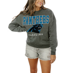 Carolina Panthers Gameday Couture Women's Oversized Bring The Energy Pullover Sweatshirt – Charcoal