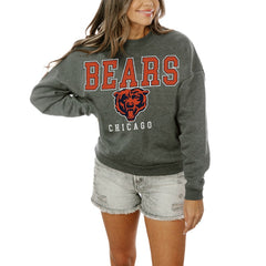 Chicago Bears Gameday Couture Women's Oversized Bring The Energy Pullover Sweatshirt – Charcoal