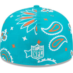 Miami Dolphins New Era Paisley 59FIFTY Fitted Hat Aqua