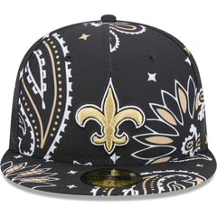 New Orleans Saints New Era Paisley 59FIFTY Fitted Hat Black