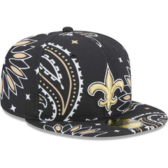 New Orleans Saints New Era Paisley 59FIFTY Fitted Hat Black