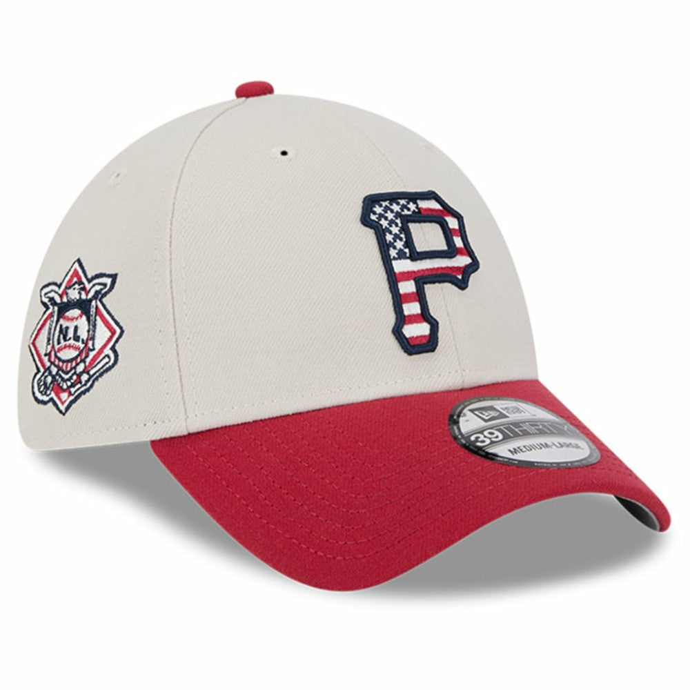 Pittsburgh Pirates New Era 2024 Fourth of July 39THIRTY Flex Hat - Khaki/Red - New Era Lifestyle