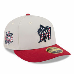 Miami Marlins New Era 2024 Fourth of July Low Profile 59FIFTY Fitted Hat - Khaki/Red - New Era Sale