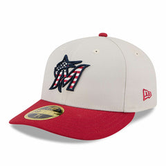 Miami Marlins New Era 2024 Fourth of July Low Profile 59FIFTY Fitted Hat - Khaki/Red - New Era Sale