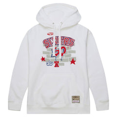 Philadelphia 76ers x Tats Cru Hardwood Classics Brick Pullover Hoodie White | Mitchell & Ness US