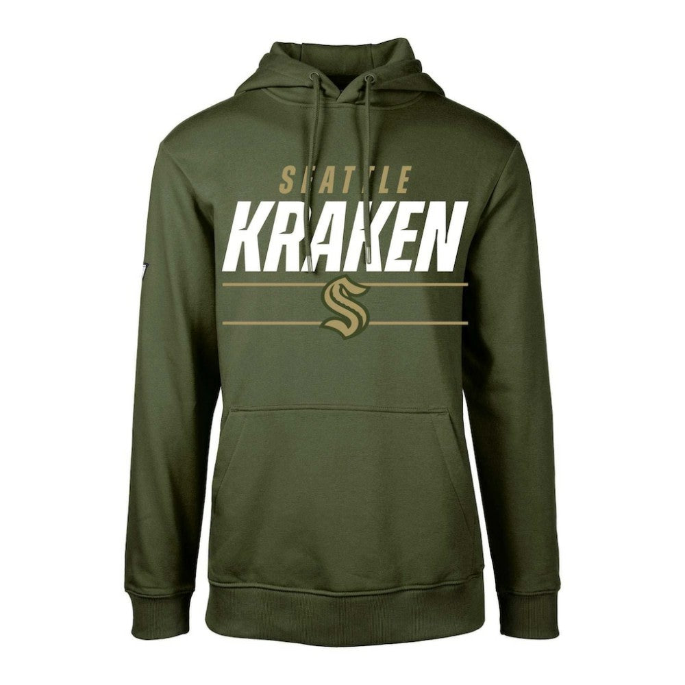 Seattle Kraken Levelwear Youth Podium Fleece Pullover Hoodie - Olive - NHL 200791939