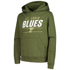 St. Louis Blues Levelwear Youth Podium Fleece Pullover Hoodie - Olive - NHL 200791946