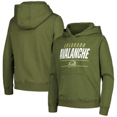 Colorado Avalanche Levelwear Youth Podium Fleece Pullover Hoodie - Olive - NHL 200791947
