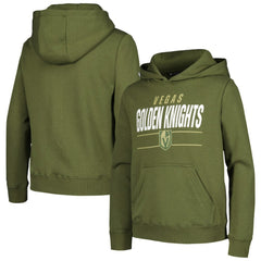 Vegas Golden Knights Levelwear Youth Podium Fleece Pullover Hoodie - Olive - NHL 200791949