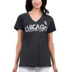 Chicago White Sox G-III 4Her by Carl Banks Women's Key Move V-Neck T-Shirt - Black - MLB Lifestyle