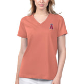 Los Angeles Angels Margaritaville Women's Game Time V-Neck T-Shirt - Coral - MLB Sale