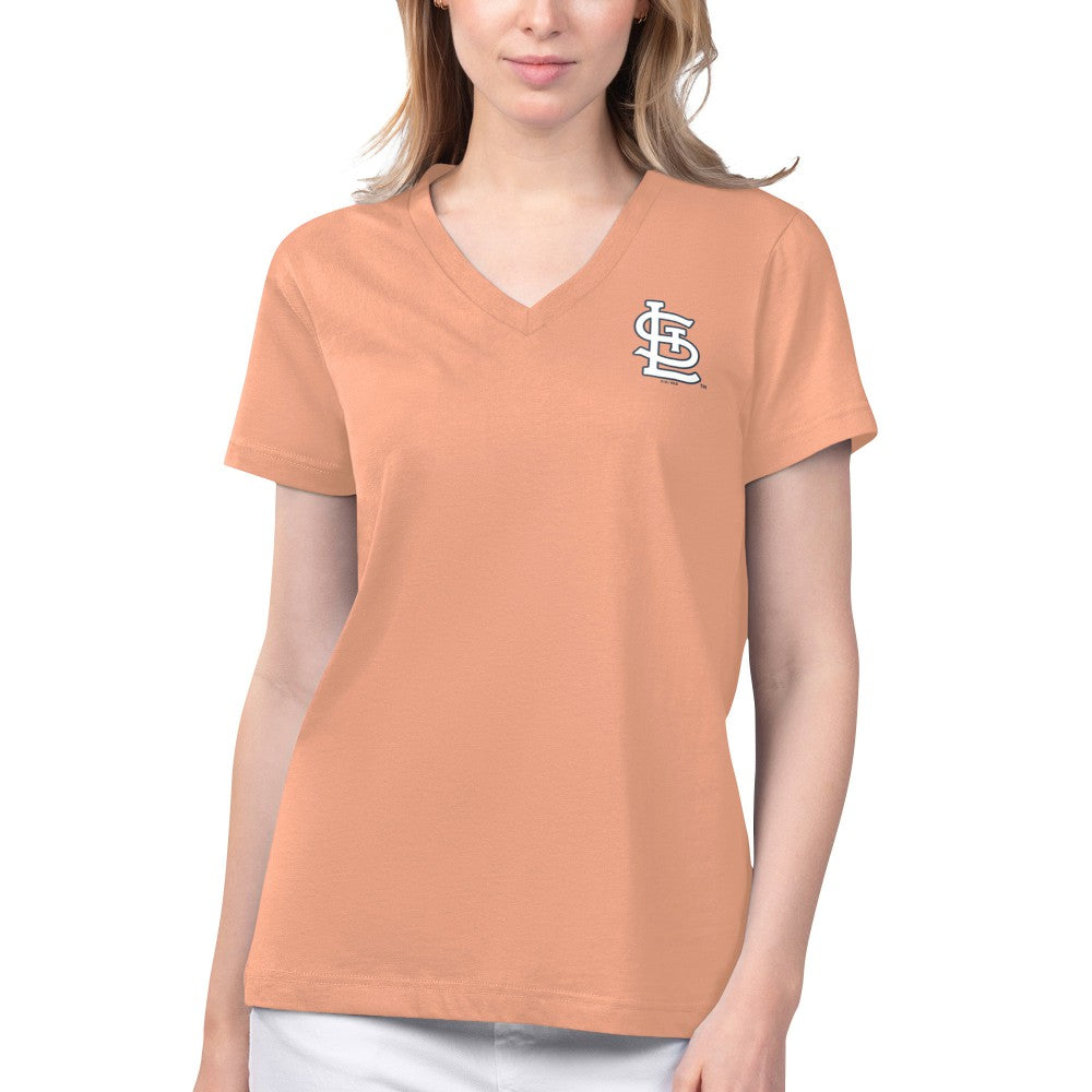 St. Louis Cardinals Margaritaville Women's Game Time V-Neck T-Shirt - Coral - MLB Discount