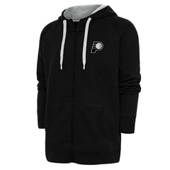 Indiana Pacers Antigua Metallic Logo Victory Raglan Full-Zip Hoodie Black