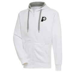 Indiana Pacers Antigua Metallic Logo Victory Raglan Full-Zip Hoodie White