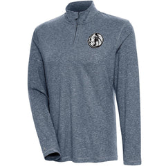 Dallas Mavericks Antigua Women's Brushed Metallic Comfort Quarter-Zip Pullover Top - Heather Navy