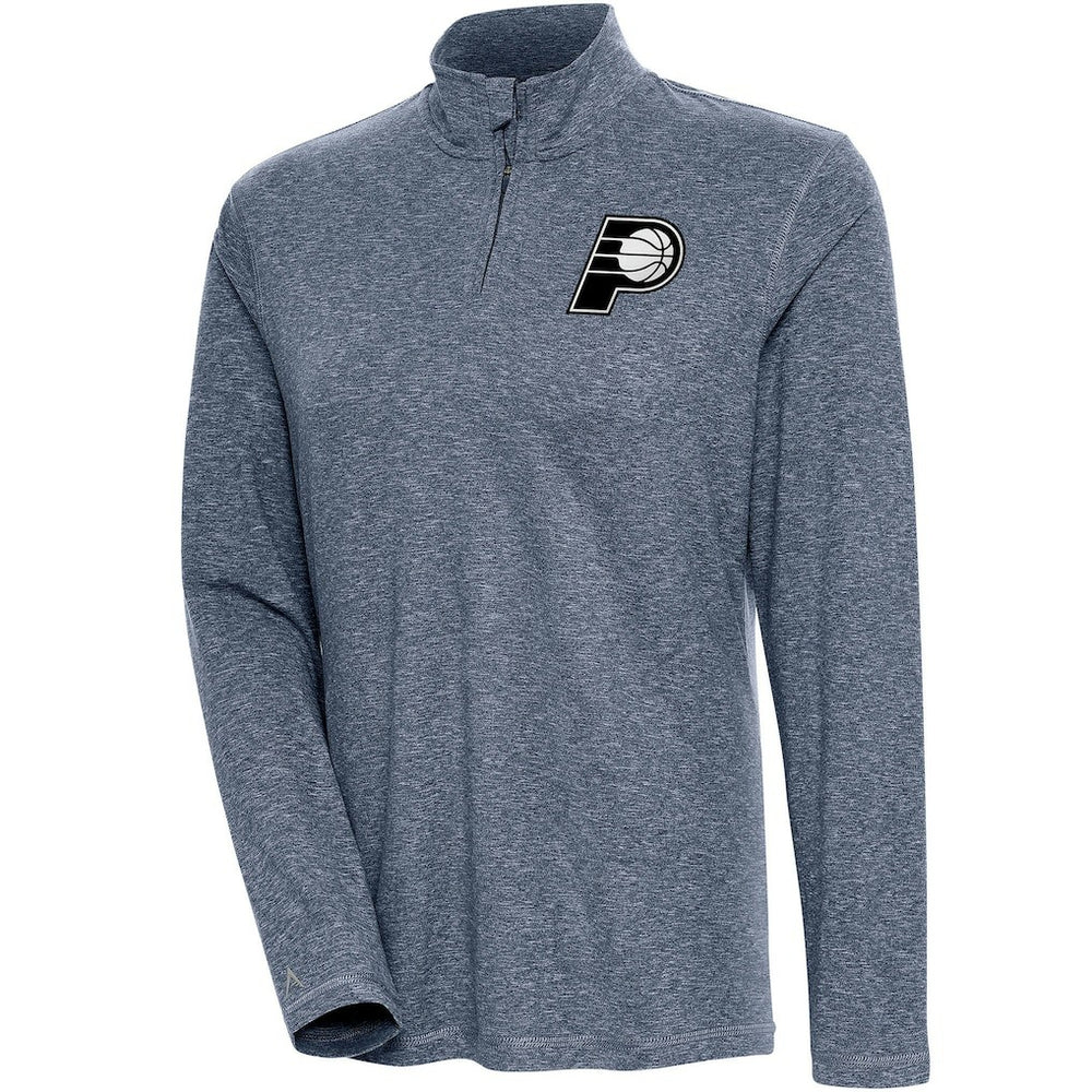 Indiana Pacers Antigua Women's Brushed Metallic Comfort Quarter-Zip Pullover Top - Heather Navy