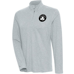 Boston Celtics Antigua Women's Brushed Metallic Comfort Quarter-Zip Pullover Top - Heather Gray